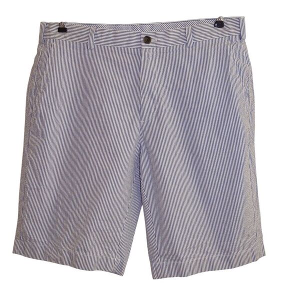 Brooks Brothers Blue & White Stripe Seersucker Shorts Sz 35 - Picture 1 of 6